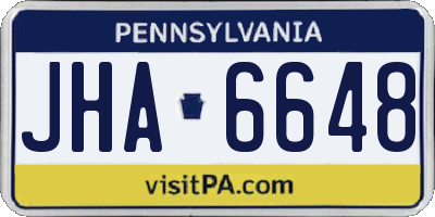 PA license plate JHA6648