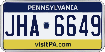 PA license plate JHA6649