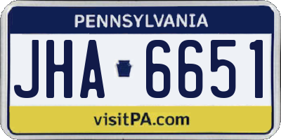 PA license plate JHA6651
