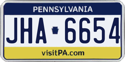 PA license plate JHA6654