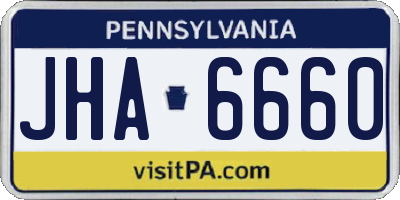 PA license plate JHA6660