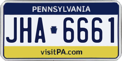 PA license plate JHA6661