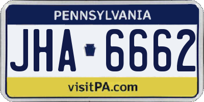 PA license plate JHA6662