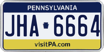 PA license plate JHA6664