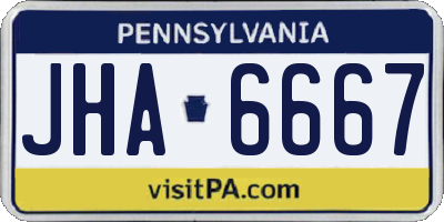 PA license plate JHA6667