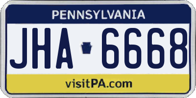 PA license plate JHA6668