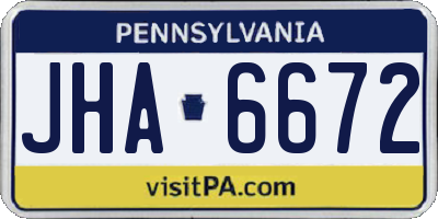 PA license plate JHA6672