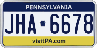 PA license plate JHA6678