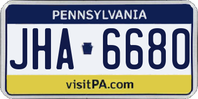 PA license plate JHA6680