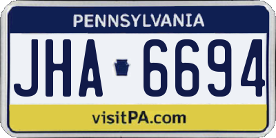 PA license plate JHA6694