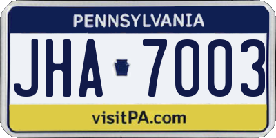 PA license plate JHA7003