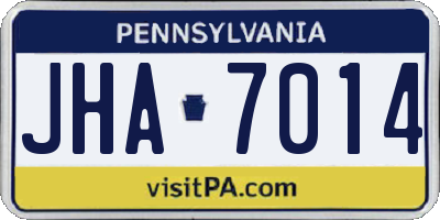 PA license plate JHA7014