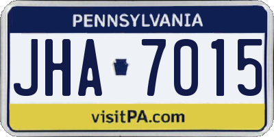 PA license plate JHA7015
