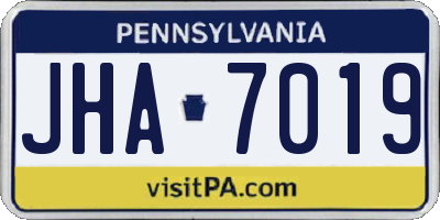 PA license plate JHA7019