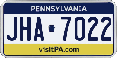 PA license plate JHA7022