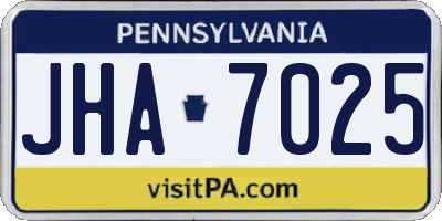 PA license plate JHA7025