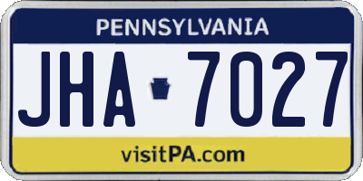 PA license plate JHA7027