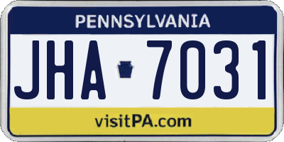PA license plate JHA7031