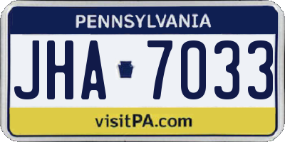 PA license plate JHA7033