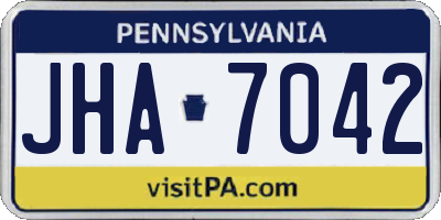 PA license plate JHA7042
