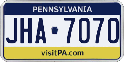PA license plate JHA7070