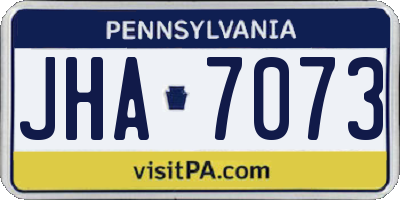 PA license plate JHA7073