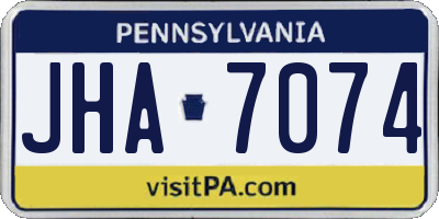PA license plate JHA7074
