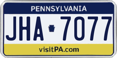 PA license plate JHA7077