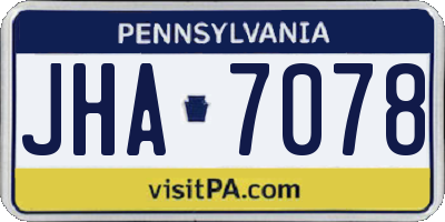 PA license plate JHA7078