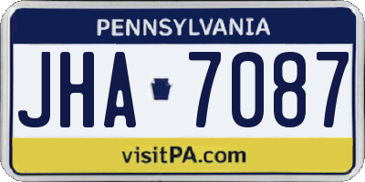 PA license plate JHA7087