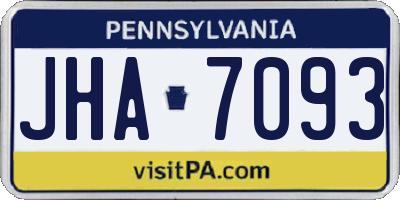 PA license plate JHA7093
