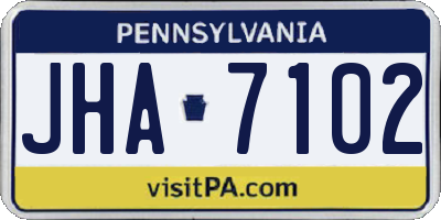 PA license plate JHA7102