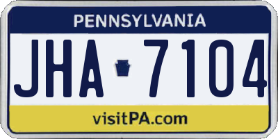 PA license plate JHA7104