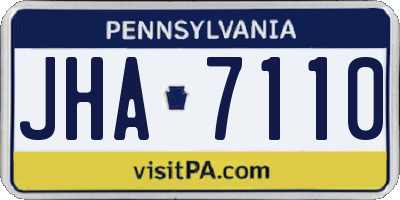 PA license plate JHA7110