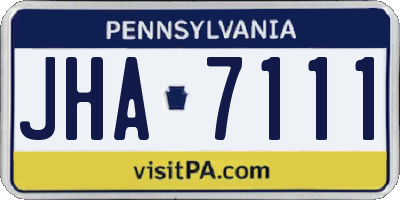 PA license plate JHA7111