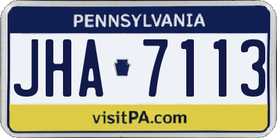 PA license plate JHA7113