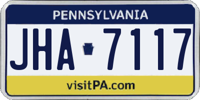 PA license plate JHA7117
