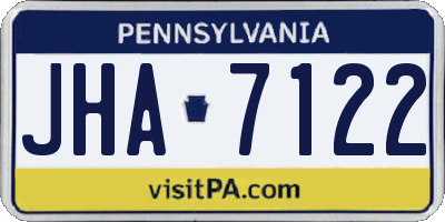 PA license plate JHA7122