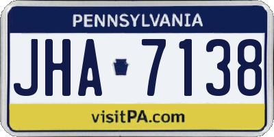 PA license plate JHA7138