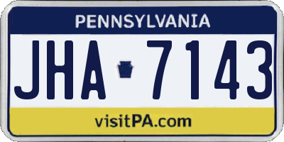 PA license plate JHA7143