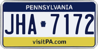 PA license plate JHA7172