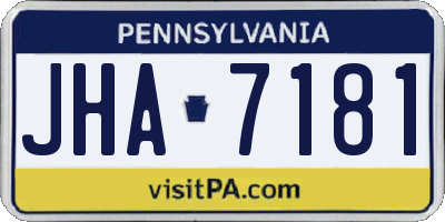 PA license plate JHA7181