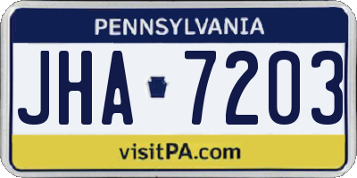PA license plate JHA7203