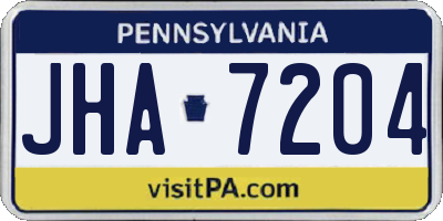 PA license plate JHA7204