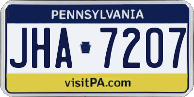 PA license plate JHA7207