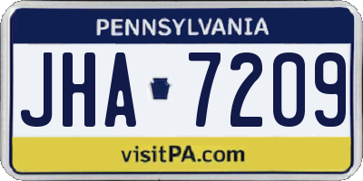 PA license plate JHA7209