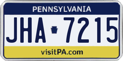PA license plate JHA7215
