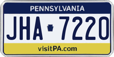 PA license plate JHA7220