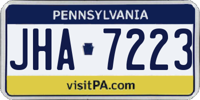 PA license plate JHA7223