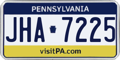 PA license plate JHA7225